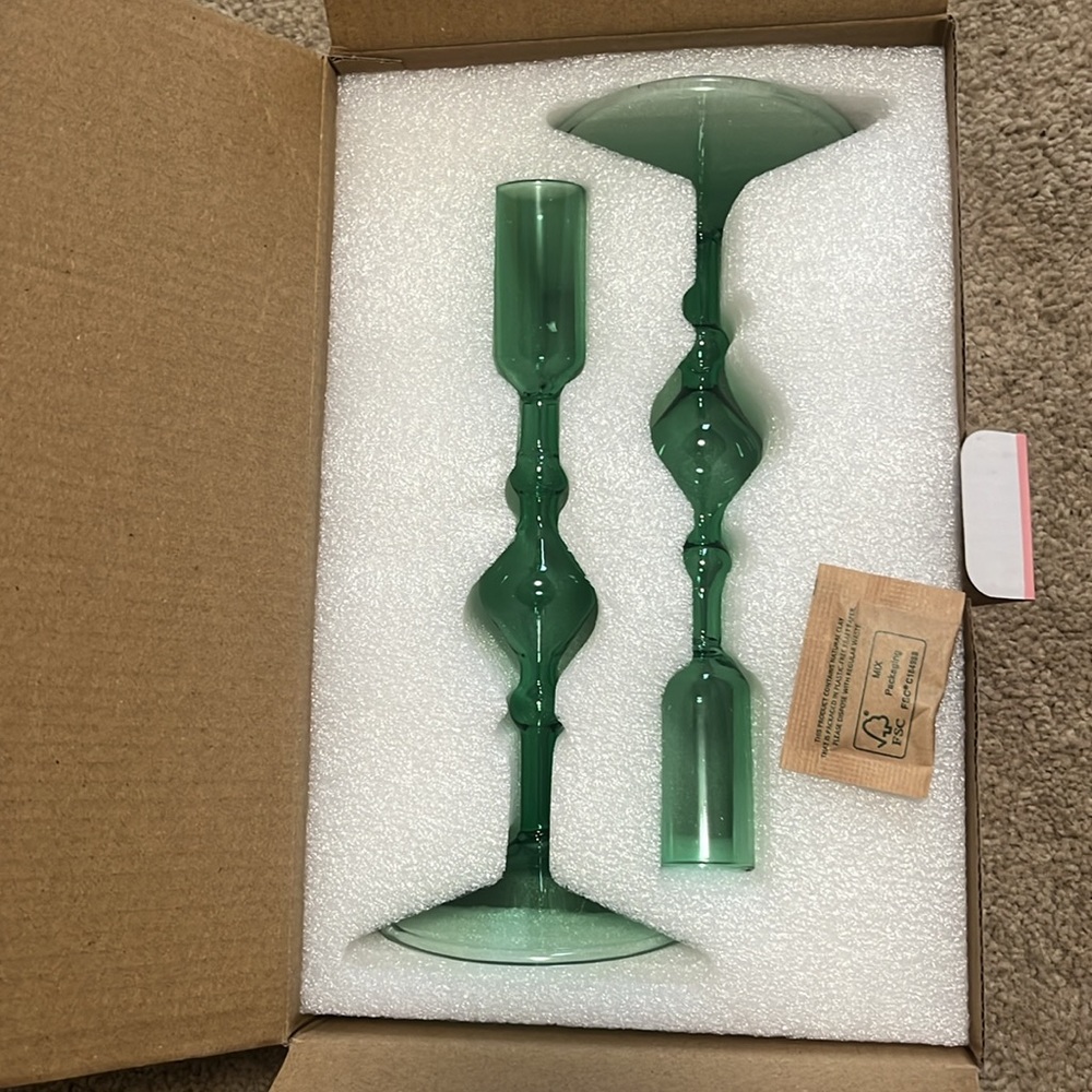 Poketo Glass Candlestick Holder Set